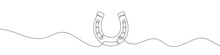 Horseshoe One Line Icon. One Line Drawing Background. Continuous Line Drawing Of Horseshoe. Vector Illustration. Horseshoe Linear Icon