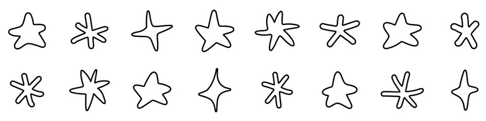 Wall Mural - star icon. set of black star icons. vector illustration. various shapes of linear stars
