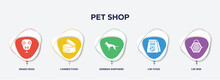 Infographic Element Template With Pet Shop Filled Icons Such As Snake Head, Canned Food, German Shepherd, Cat Food, Cat Box Vector.