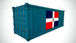 Isolated 3d rendering shipping sea cargo container textured with National flag  of Dominican Republic.