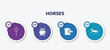 infographic element template with horses filled icons such as trident, cauldron, eagle, horse running vector.