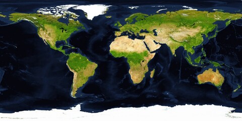 Fototapete - 2022 XXL size physical world map illustration. Primary source, elements of this image furnished by NASA.