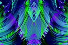 Abstract Blue Pink Green Psychedelic Zebra Background Interlaced Digital Distorted Motion Glitch Effect. Futuristic Striped Cyberpunk Design Retro Webpunk, Rave 90s Aesthetic, 70s Groovy Techno Neon
