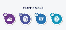 Infographic Element Template With Traffic Signs Filled Icons Such As Mountain Pse, Lightning Warning, 70 Degree Laundry, Ahead Only Vector.