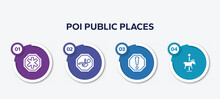 Infographic Element Template With Poi Public Places Filled Icons Such As Phary, Baby Zone, Caution, Carousel Horse Vector.
