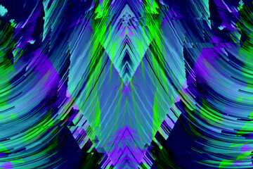 Wall Mural - abstract blue pink green psychedelic zebra background interlaced digital distorted motion glitch eff