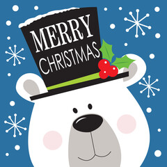 Wall Mural - christmas greeting card with cute polar bear