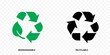 Biodegradable recyclable icons, leaf and arrow vector eco and bio label. Organic recyclable, plastic free and eco friendly degradable package stamp