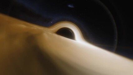 Wall Mural - cinematic animation of supermassive black hole. camera moves through a black hole or wormhole into a