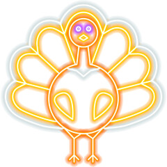 Canvas Print - Turkey Bird Neon Sign. Illustration of Fall Holiday Promotion.