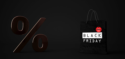 Canvas Print - Black Friday Shopping Bag Percent