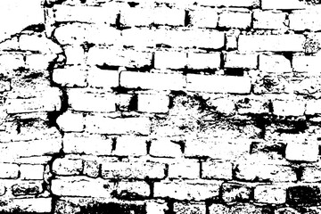 Wall Mural - Grunge black texture as brick wall with the crack line shape on white background (Vector). Use for decoration, aging or old layer