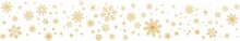 Christmas Pattern Of Snowflakes And Stars. Gold Snowflakes On Transparent Background. New Year Pattern. PNG Image	