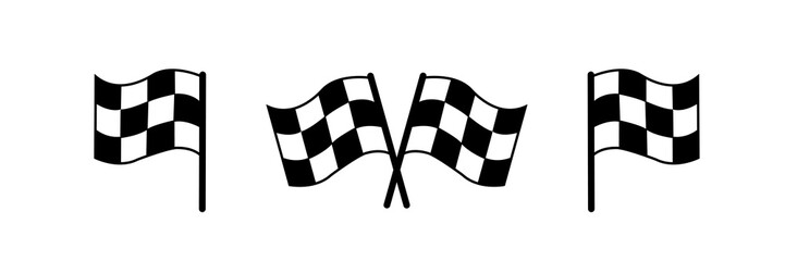 Two Checker Flags Crossed Isolated on a White Background.