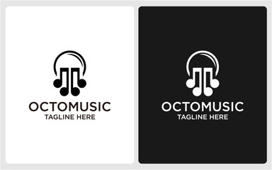 Wall Mural - OCTOPUS AND MUSIC LOGO DESIGN COMBINED MODERN ABSTRACT