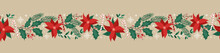 Lovely Hand Drawn Seamless Christmas Pattern With Branches And Decoration, Great For Banners, Wallpapers, Cards, Textiles - Vector Design