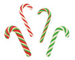 Christmas striped green and red and gold and white candy canes
