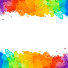 Wall Mural - abstract brush hand drawn watercolor splatter isolated colorful background ink blots splash raster illustration rainbow