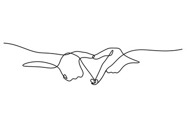 Wall Mural - one line drawing of two hands making heart shape sign vector illustration