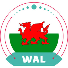 Wall Mural - wales flag for 2022 world Qatar football cup tournament. isolated National team flag with geometric elements for 2022 soccer or football Vector illustration