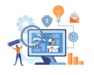 Wall Mural - business analytics, ui, ux website development, income infographics