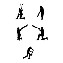 Silhouettes Of Cricket Players
