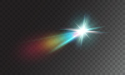 Wall Mural - projector with hologram ray light effect isolated on transparent background. vector glow holographic