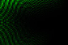 Halftone Texture With Green Dots On A Black Background. Minimalism, Vector. Background For Posters, Sites, Business Cards, Postcards, Interior Design