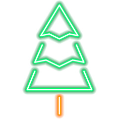 Christmas Tree Neon Sign. Illustration of Winter Holiday Promotion.