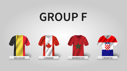 Aufkleber - Qatar soccer cup tournament 2022 . Group F stages . Waving jersey with country flag pattern . Vector .