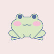 Cute Kawaii Frog in pastel design. Funny cartoon for print or sticker design.