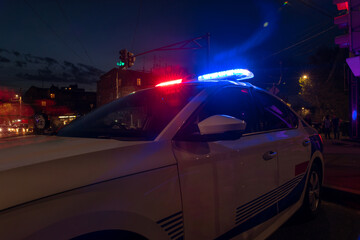 Poster - Police car with flashing lights on