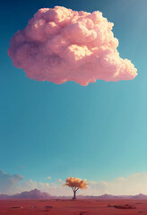 Sticker - Horizontal shot of a cute pink cloud 3d illustrated