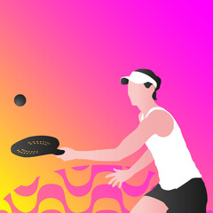 Wall Mural - Beach tennis simple illustration template.