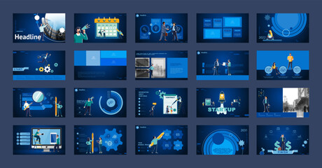 Graphic Design Project Presentation, powerpoint. Infographic Slide Template. For use in Flyer, job. Webinar Landing Page Template, Website Design, Banner. A team of people creates a business, teamwork