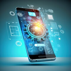 Phone mobile application development concept, mobile internet 3d illustration