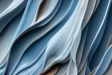 Wall Mural - a close up of a blue and white fabric with wavy lines on it's surface. Generative AI