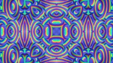 3d Render. Abstract Background Simmetrical 3d Liquid Pattern With Bright Gradient Color Transition. Liquid Kaleidoscope With Viscous Liquid Waves And Glitter On Surface. Wavy Rainbow Pattern