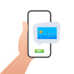 Wall Mural - Mobile Payment concept with illustration of smartphone, credit card. Vector illustration.