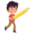 little schoolboy with pencil