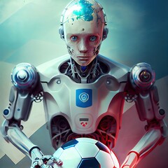 Sticker - Football soccer future concept with cyborgs