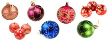 Christmas Balls Collection. For Christmas Decoration.christmas Tree Decoration Parts,transparent Background.