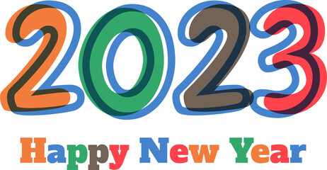 Canvas Print - 2023 happy new year. 2023 PNG Transparent Images. minimal style. PNG. greeting card.