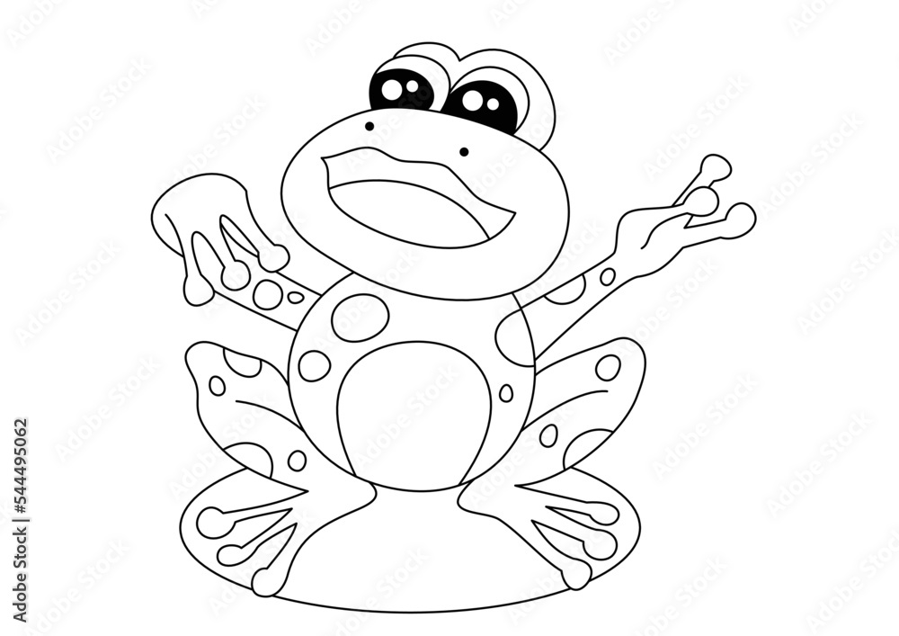 cartoon cute frog for coloring page vector illustration Stock Vector ...