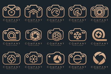 creative lens and camera logo icon set. Icons of photography, image, photo gallery and photo camera.