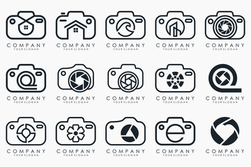 Photo and camera logo icon set. Icons of photography, image, photo gallery and photo camera.