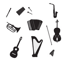 Musical Instruments  Acoustic Guitar, Harp, Xylophone, Trumpet, Flute, Violin, Accordion