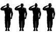 Illustration of an American soldier military serviceman personnel silhouette saluting viewed from front full body on isolated background done in retro style.