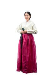 Sticker - Asian woman wearing a traditional Korean national costume, Hanbok