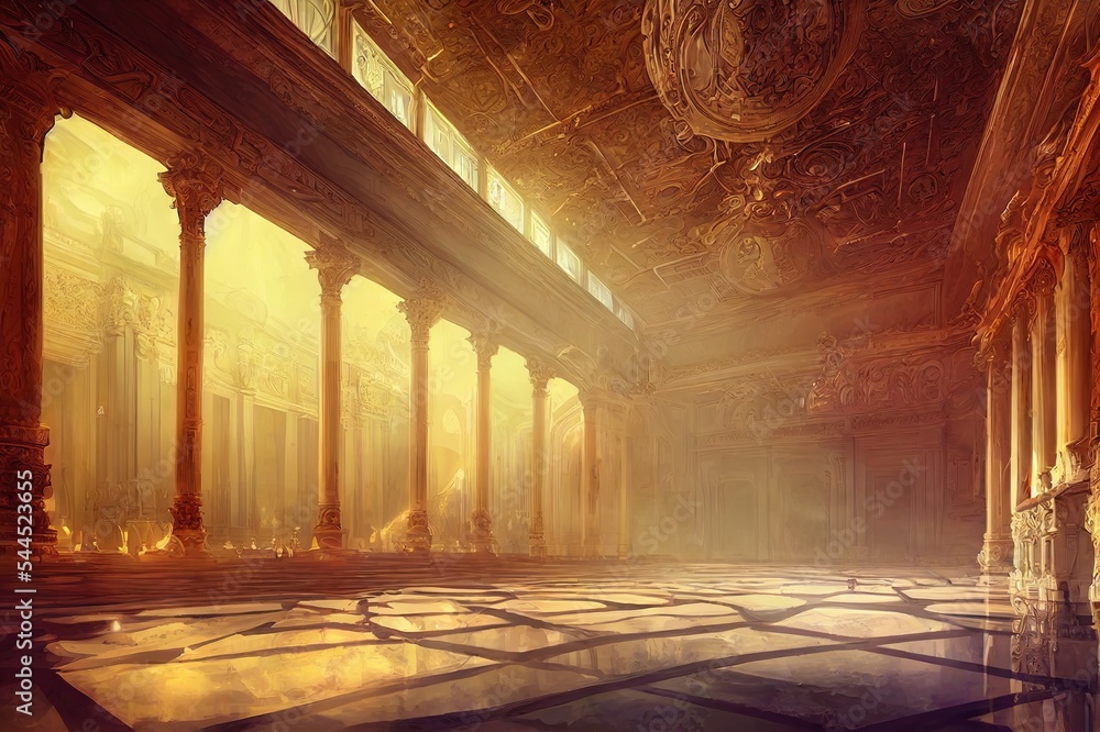 Ilustración de Stock Majestic Palace Hall Interior. Fantasy Backdrop ...